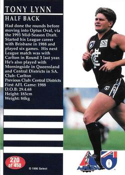 1995 Select AFL #270 Tony Lynn Back